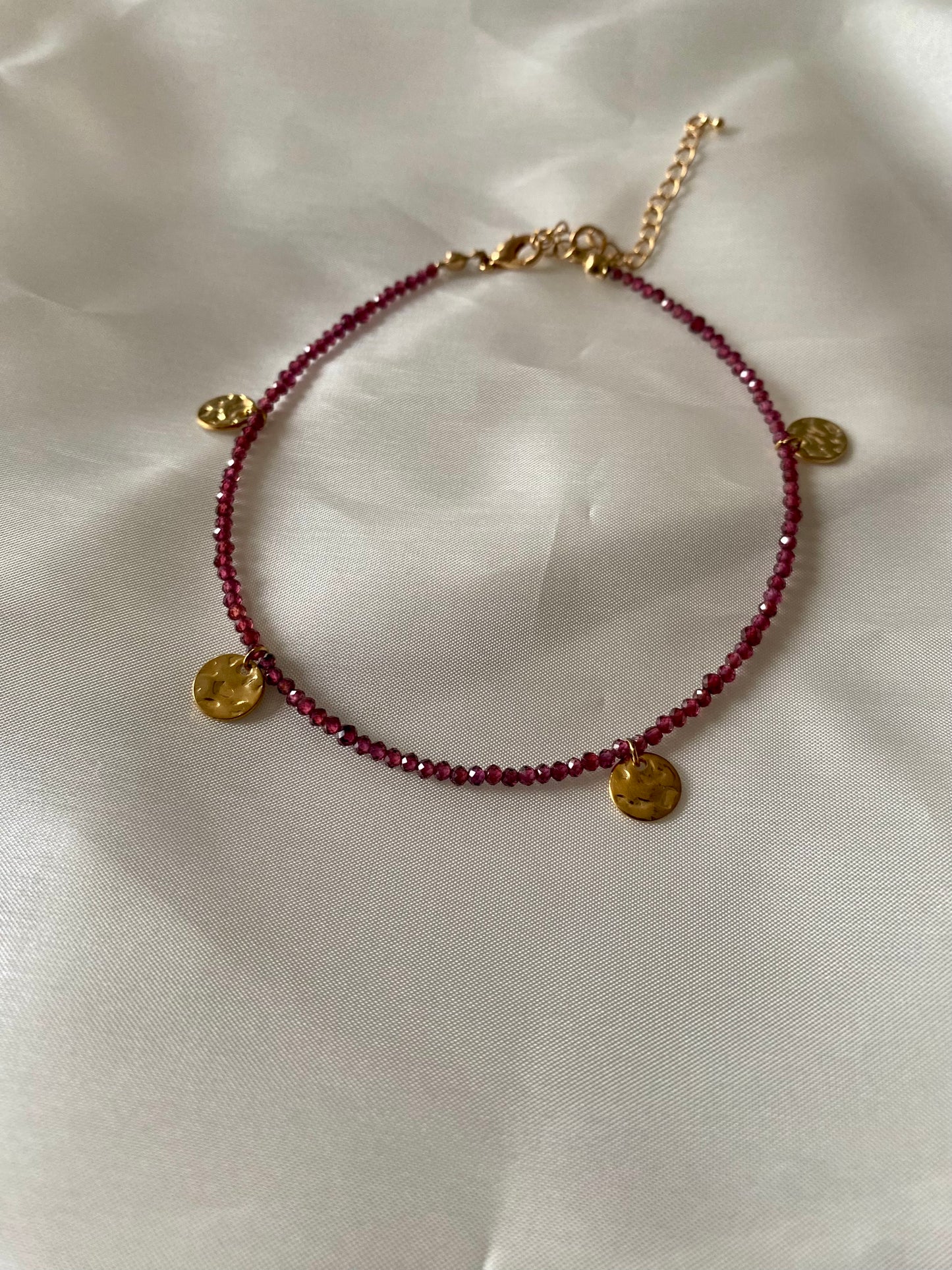 Bracelet de cheville en Grenat et pampilles