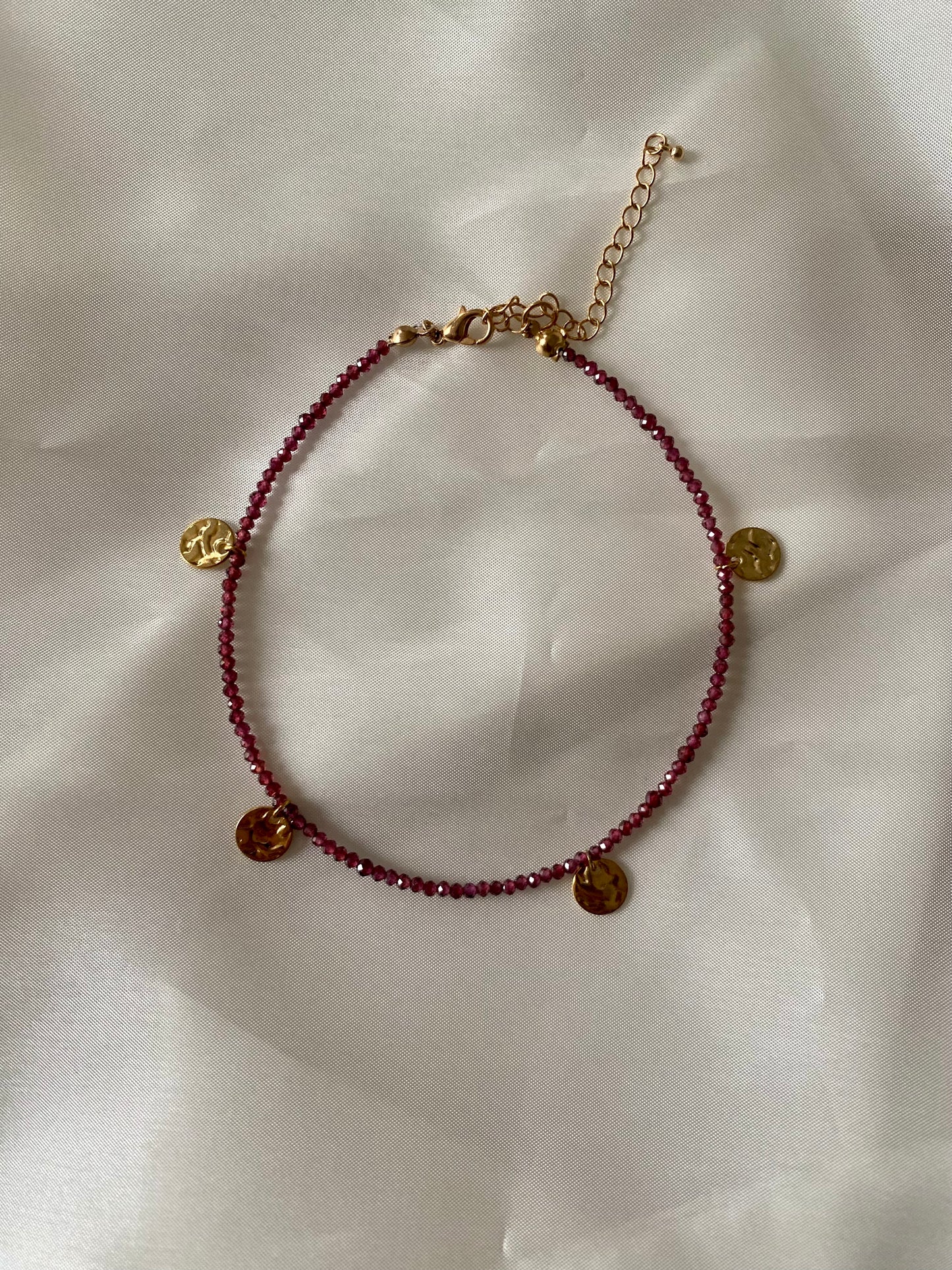 Bracelet de cheville en Grenat et pampilles