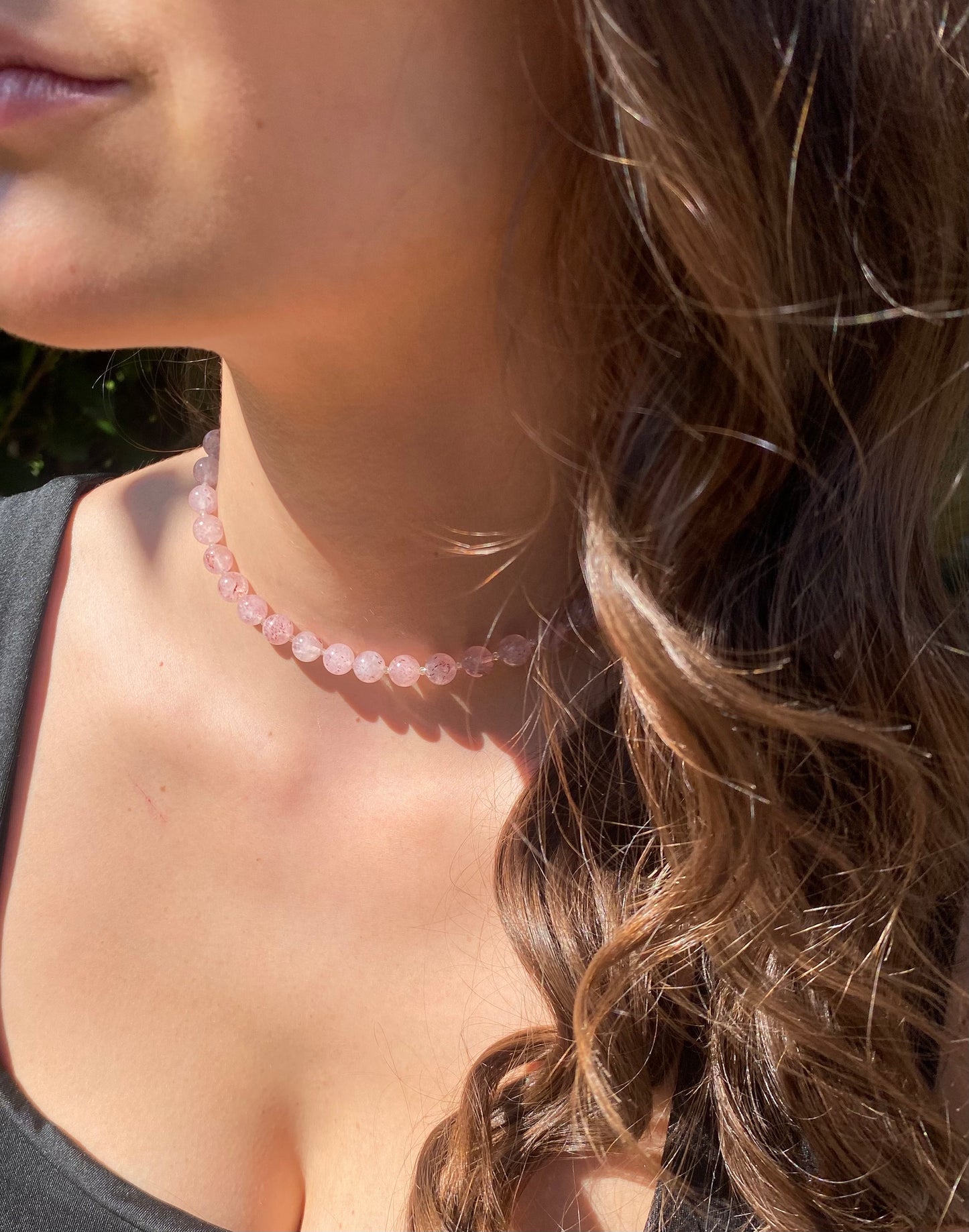 Collier Ras de cou Quartz fraise