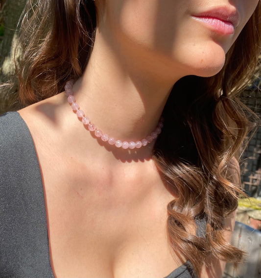 Collier Ras de cou Quartz fraise